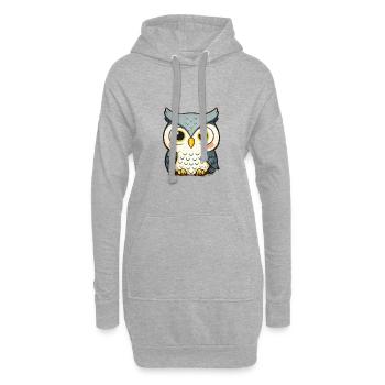 Illustration de la chouette câline - Sweat-shirt à capuche long Femme - gris chiné - Devant