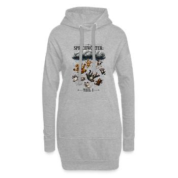 Sprichwort Es regent Hunde und Katzen - Hoodie-Kleid - Grau meliert - Vorne