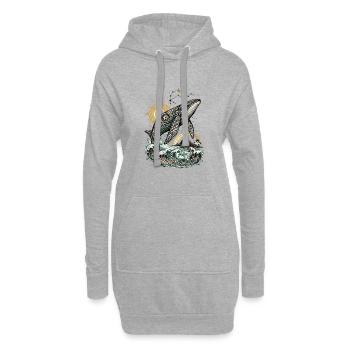 Mana-Wal – Geist des Pazifiks - Hoodie-Kleid - Grau meliert - Vorne