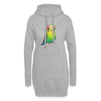 Wellensittich - Hoodie-Kleid - Grau meliert - Vorne