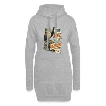 Meinung Mit Quellenverzeichnis – Eule - Hoodie-Kleid - Grau meliert - Vorne
