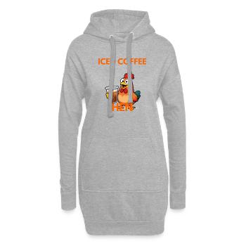 Poulet avec café glacé - Sweat-shirt à capuche long Femme - gris chiné - Devant