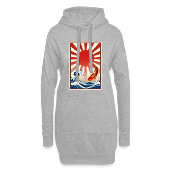 Koi im Sonnenaufgang über tobenden Wellen - Hoodie-Kleid - Grau meliert - Vorne