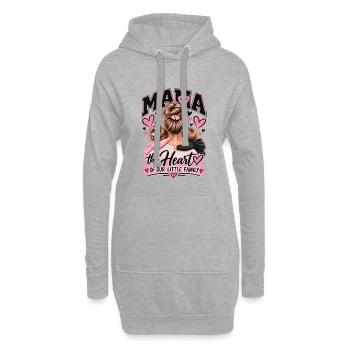 Maman – Le cœur de notre petite famille - Sweat-shirt à capuche long Femme - gris chiné - Devant