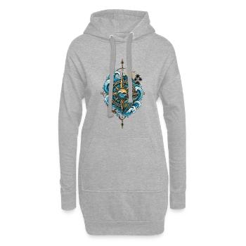 Boussole Polynésienne - Esprit Océan & Voyage - Sweat-shirt à capuche long Femme - gris chiné - Devant