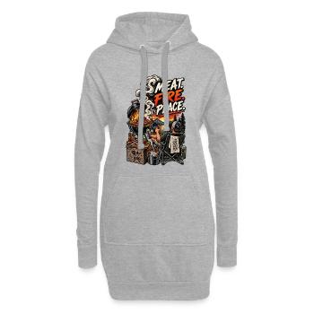 Viande, Feu, Paix, BBQ - Sweat-shirt à capuche long Femme - gris chiné - Devant