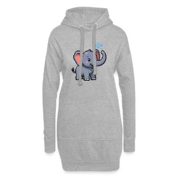 Éléphant de Pixel avec des bulles - Sweat-shirt à capuche long Femme - gris chiné - Devant