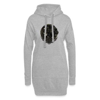Dame de proue et animal en nœud celtique - Sweat-shirt à capuche long Femme - gris chiné - Devant