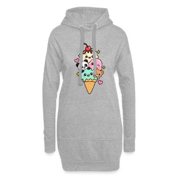 Glaces kawaii  - Sweat-shirt à capuche long Femme - gris chiné - Devant