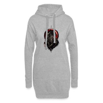 Seigneur de guerre viking loup-garou - Sweat-shirt à capuche long Femme - gris chiné - Devant