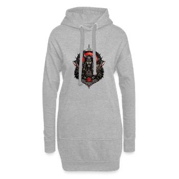 Emblème du guerrier viking cornu - Sweat-shirt à capuche long Femme - gris chiné - Devant