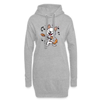 Chat comique drôle jouant de la guitare – Musique rocker - Sweat-shirt à capuche long Femme - gris chiné - Devant