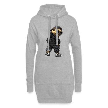 Un carlin gangster cool en mode streetwear - Sweat-shirt à capuche long Femme - gris chiné - Devant