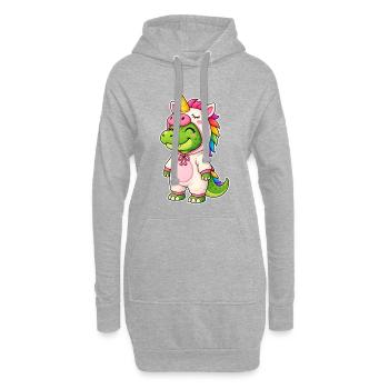 Mignon crocodile en costume de licorne - Sweat-shirt à capuche long Femme - gris chiné - Devant