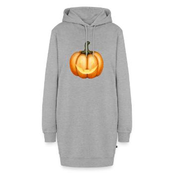 Halloween Kürbis Illustration - Hoodie-Kleid - Grau meliert - Vorne - AI Model Female 172 light (172cm)