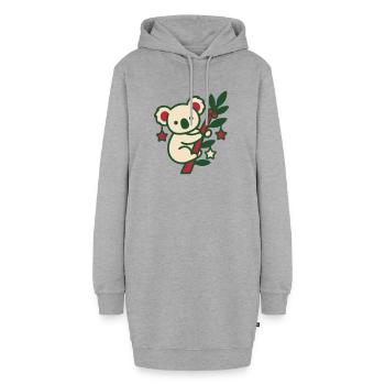 Koala Weihnachten Clipart - Hoodie-Kleid - Grau meliert - Vorne - AI Model Female 172 light (172cm)