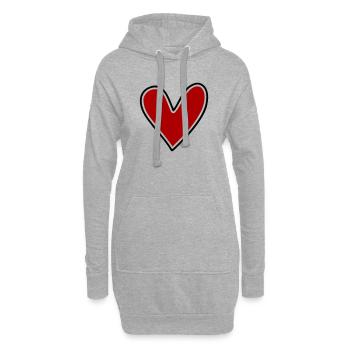 Schlichtes Herz zum Beschriften - Hoodie-Kleid - Grau meliert - Vorne
