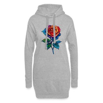 Rose - Sweat-shirt à capuche long Femme - gris chiné - Devant
