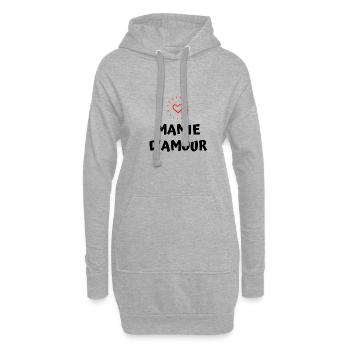t-shirt mamie d'amour cadeau noel - Sweat-shirt à capuche long Femme - gris chiné - Devant