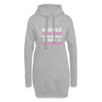 t-shirt humour meuf pris par un mec fantastique - Sweat-shirt à capuche long Femme - gris chiné - Devant