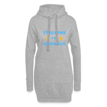 t-shirt marseille foot j'peux pas j'ai marseille - Sweat-shirt à capuche long Femme - gris chiné - Devant
