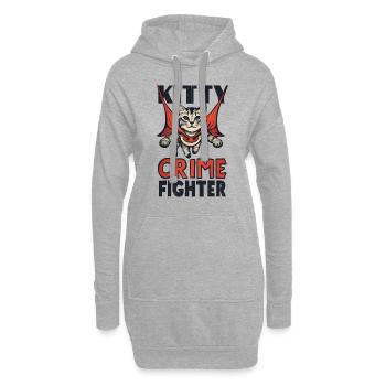 Chat super-héros - Sweat-shirt à capuche long Femme - gris chiné - Devant