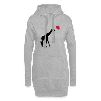 girafe love - Sweat-shirt à capuche long Femme - gris chiné - Devant