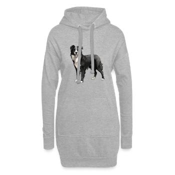 Border Collie Chien Animal - Sweat-shirt à capuche long Femme - gris chiné - Devant