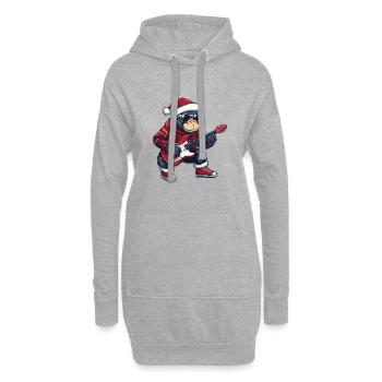 Guitare Rocker Gorilla Christmas - Sweat-shirt à capuche long Femme - gris chiné - Devant