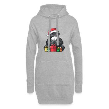 Gorilla Weihnachten Geschenke - Hoodie-Kleid - Grau meliert - Vorne