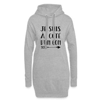 Je suis à côté d'un con - Sweat-shirt à capuche long Femme - gris chiné - Devant