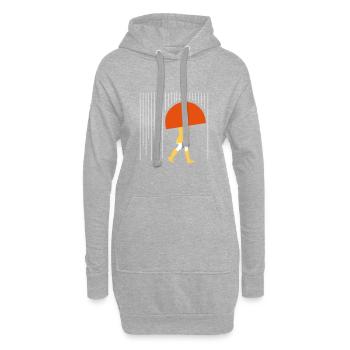 Mensch im Regen - Minimal - Hoodie-Kleid - Grau meliert - Vorne