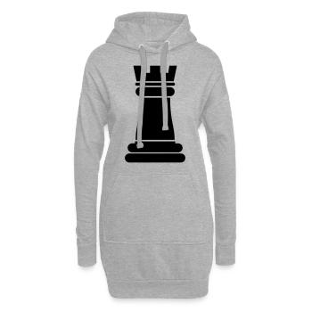 Tour de pièces d’échecs - Sweat-shirt à capuche long Femme - gris chiné - Devant