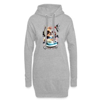 Confort paresseux avec du café - Sweat-shirt à capuche long Femme - gris chiné - Devant