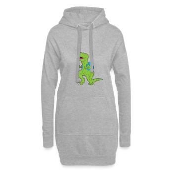 T-Rex Dinosaurier Dino Einschulungs Schulkind - Hoodie-Kleid - Grau meliert - Vorne