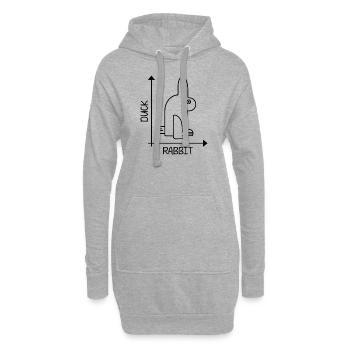 Canard ou lapin - Sweat-shirt à capuche long Femme - gris chiné - Devant