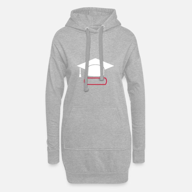 Doktorhut Geschenk zur Promotion/Dissertation - Hoodie-Kleid - Grau meliert
