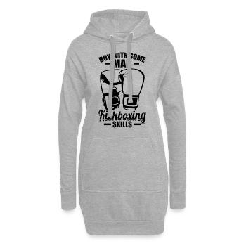 Lustiger Kickboxer Junge - Hoodie-Kleid - Grau meliert - Vorne