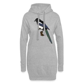 Elster, Rabe, Vogel - Hoodie-Kleid - Grau meliert - Vorne
