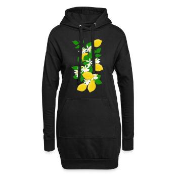 Zitronen, Zweig, Blüten - Hoodie-Kleid - Schwarz - Vorne