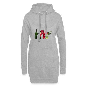 L'Amour des Mains - Sweat-shirt à capuche long Femme - gris chiné - Devant
