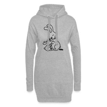 Hase und Häschen - Hoodie-Kleid - Grau meliert - Vorne