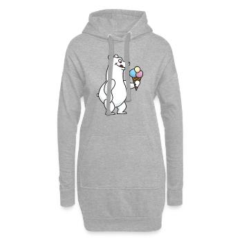 Eisbär Eiskrem Eiscreme Kugeleis Winter - Hoodie-Kleid - Grau meliert - Vorne