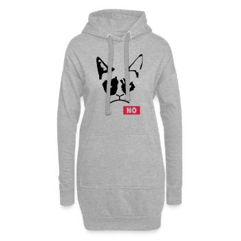 Chat grincheux - Sweat-shirt à capuche long Femme - gris chiné - Devant