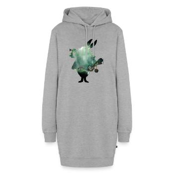 Kaninchen und Wald - Hoodie-Kleid - Grau meliert - Vorne