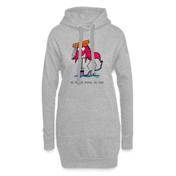 Je pompe donc je suis... - Sweat-shirt à capuche long Femme - gris chiné - Devant
