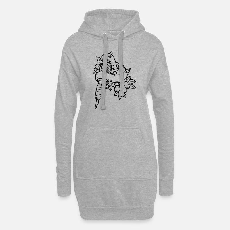 Tattoo Machine - Hoodie-Kleid - Grau meliert
