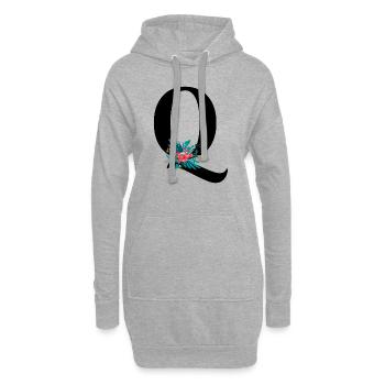 lettre Q fleuris - Sweat-shirt à capuche long Femme - gris chiné - Devant