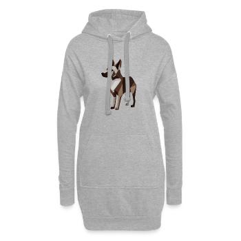 Minimalistischer Hund - Hoodie-Kleid - Grau meliert - Vorne