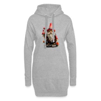 Gartenzwerg mit roter Mütze - Hoodie-Kleid - Grau meliert - Vorne